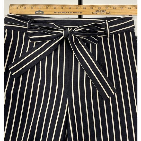Antonio Melani Womens Sz 6 Dress Pants Stretch Denim Ivory Strip Side Zip Belt - Picture 5 of 6